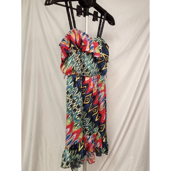 city triangles Junior's Blue Red Geometric Ruffle Mini Dress Size M - Picture 3 of 6